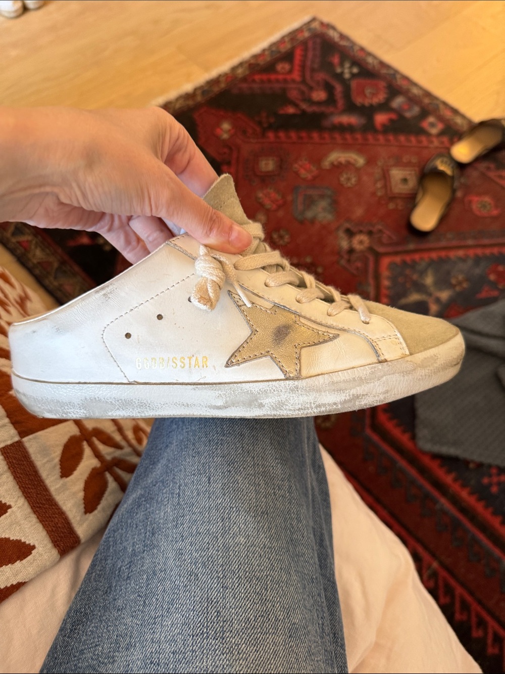 Golden Goose White Leather Super Star Sabot with Platinum Star - Picture 6 of 13